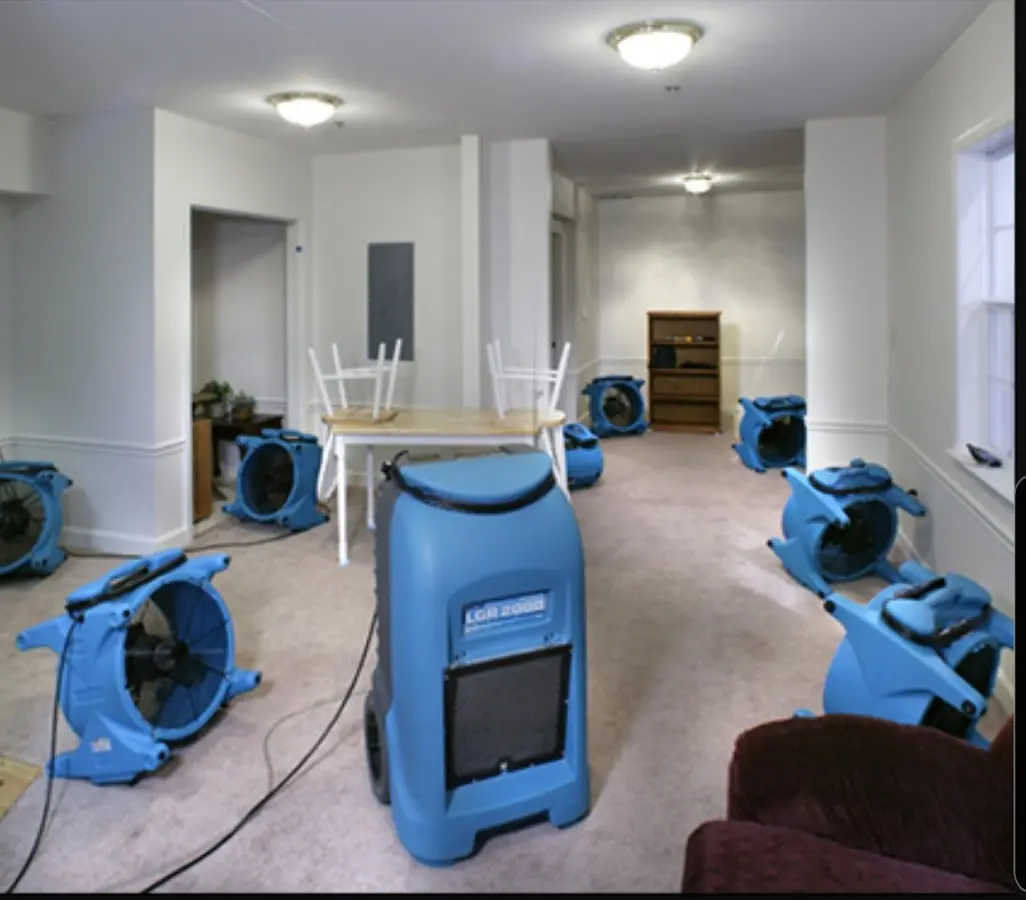 Air movers and dehumidifier setup for Water Extraction & Removal in Tisbury
