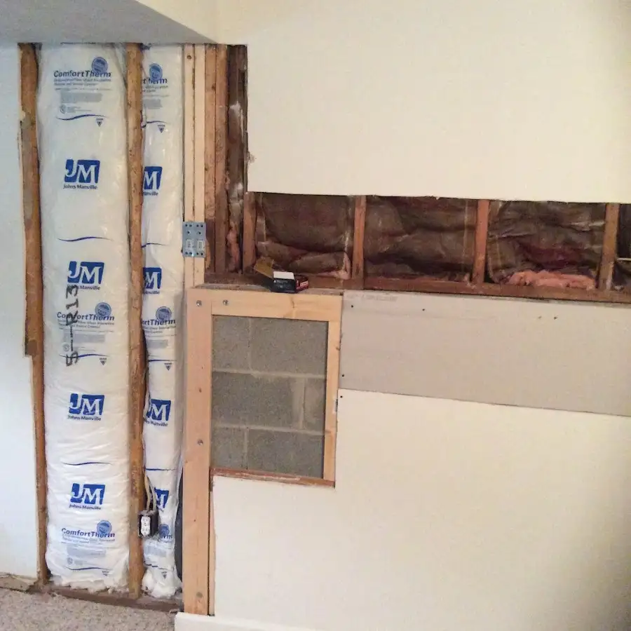 Wall insulation replacement during Contents Cleaning & Restoration in Tisbury